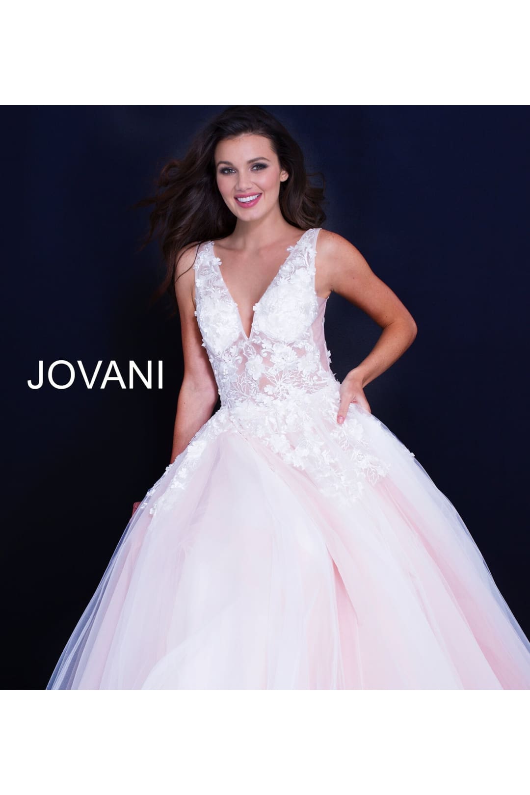 Tulle Sleeveless A-line Gown by Jovani 55634 - Long Formal Dresses