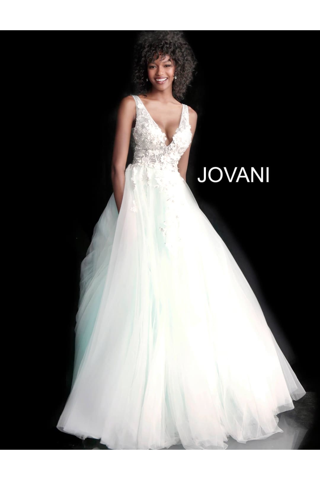Tulle Sleeveless A-line Gown by Jovani 55634 - 00 / Off White/Off White - Long Formal Dresses