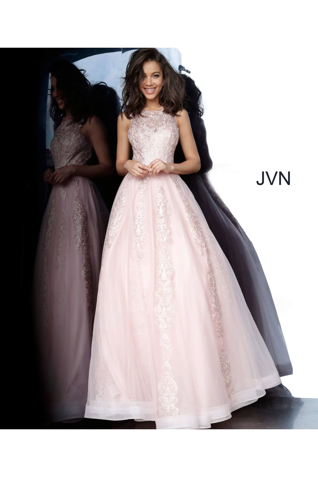 Tulle Sleeveless A-line Gown by Jovani 59046 - 00 / Blush - Long Formal Dresses