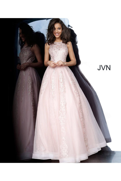 Tulle Sleeveless A-line Gown by Jovani 59046 - 00 / Blush - Long Formal Dresses