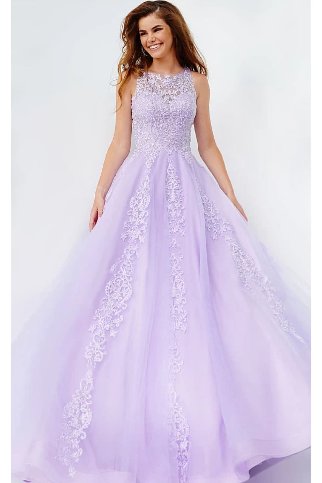 Tulle Sleeveless A-line Gown by Jovani 59046 - 00 / Lilac - Long Formal Dresses