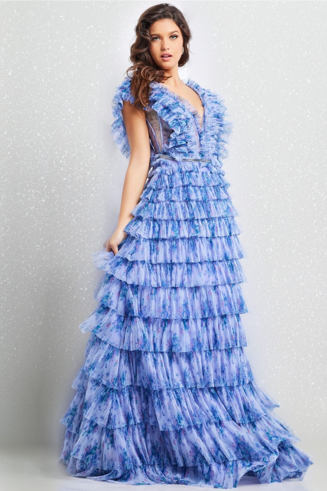 Tulle Sleeveless A-line Layered Gown by Jovani 39143 - Long Formal Dresses