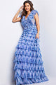 Tulle Sleeveless A-line Layered Gown by Jovani 39143 - 00 / Print - Long Formal Dresses