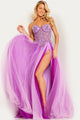 Tulle Strapless A-line Slit Gown by Jovani 23710 - 00 / Lilac - Long Formal Dresses