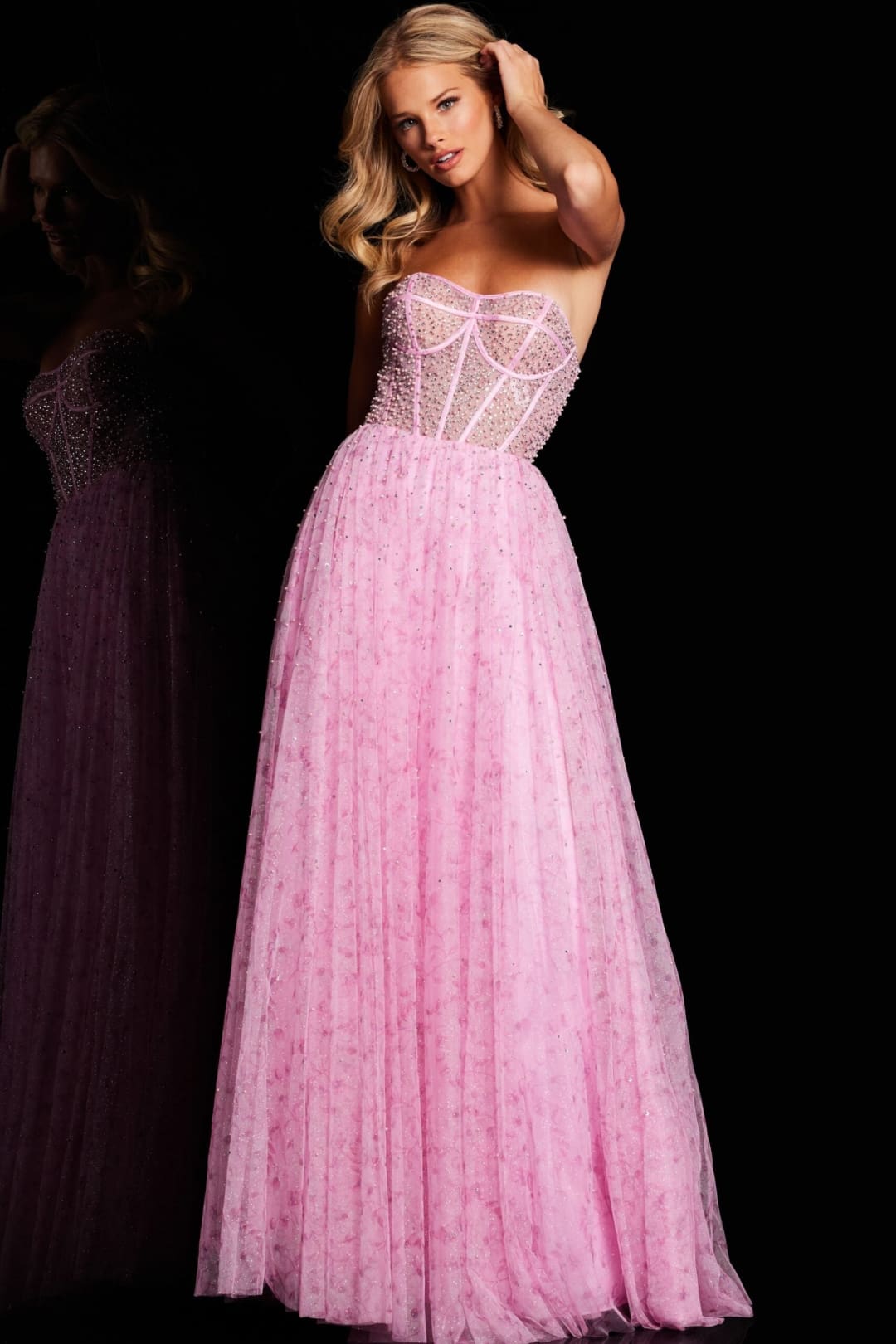 Tulle Strapless A-line Slit Gown by Jovani 36477 - Long Formal Dresses