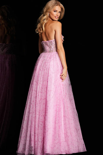 Tulle Strapless A-line Slit Gown by Jovani 36477 - Long Formal Dresses