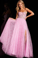 Tulle Strapless A-line Slit Gown by Jovani 36477 - 00 / Pink - Long Formal Dresses