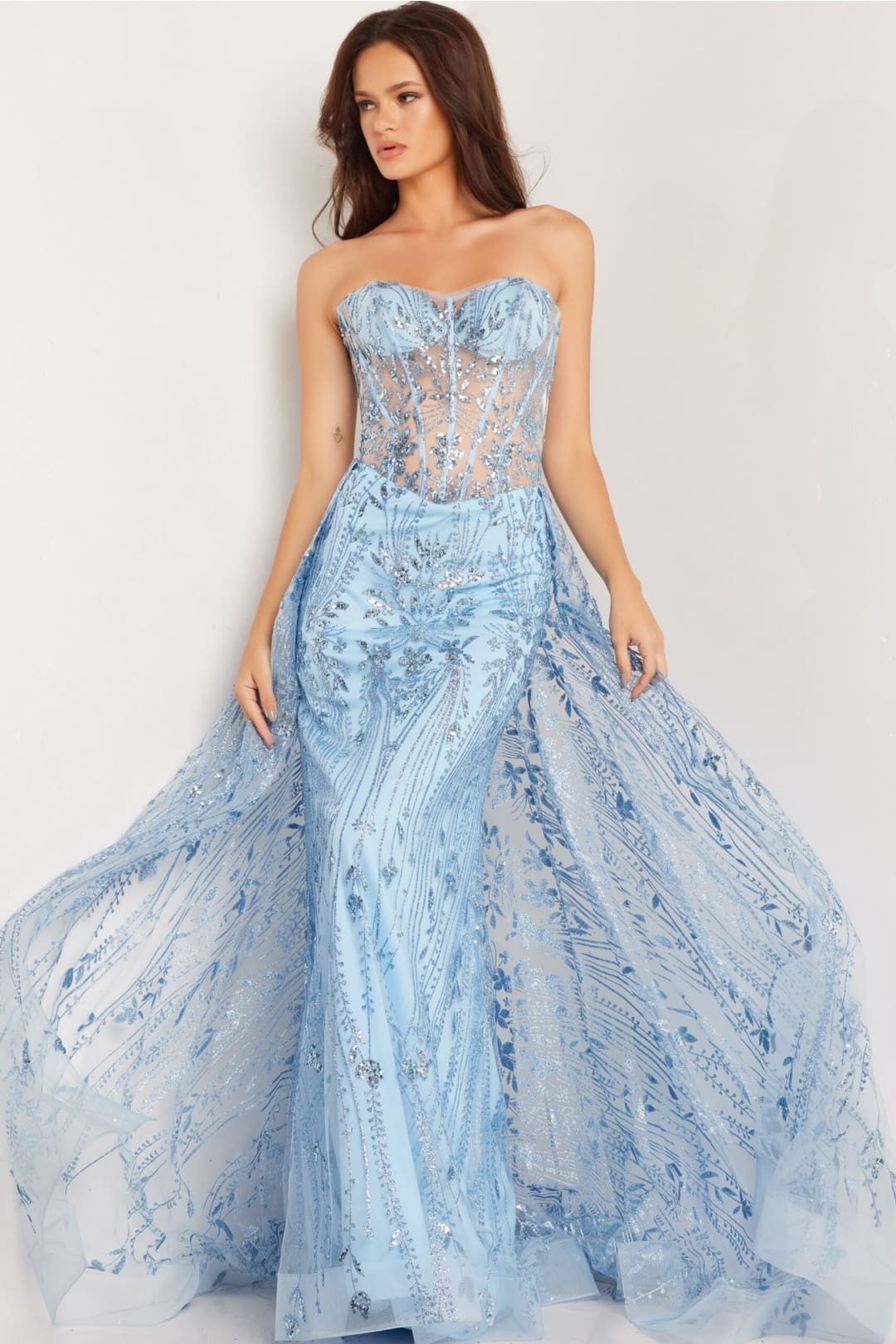 Tulle Strapless Corset Mermaid Dress by Jovani 26113 - Long Formal Dresses
