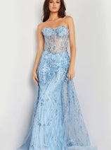Tulle Strapless Corset Mermaid Dress by Jovani 26113