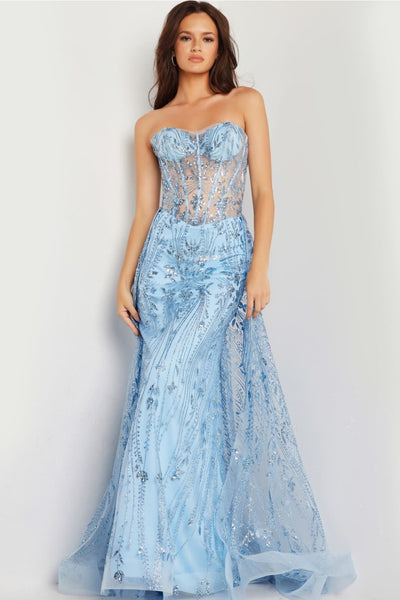 Tulle Strapless Corset Mermaid Dress by Jovani 26113 - Long Formal Dresses