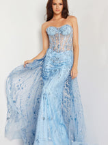 Tulle Strapless Corset Mermaid Dress by Jovani 26113