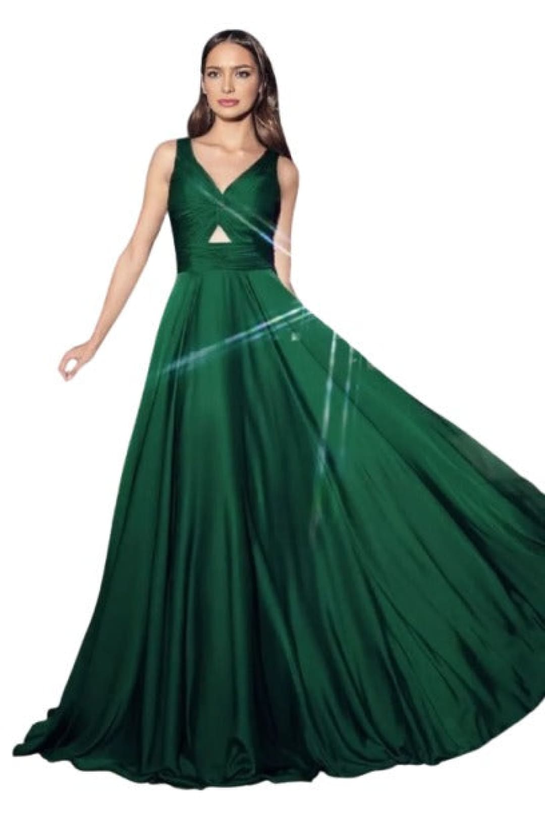 Twisted Keyhole Bodice A-Line Satin Evening Gown 2025 Elegant Dress - HUNTER GREEN / 4 - Dress