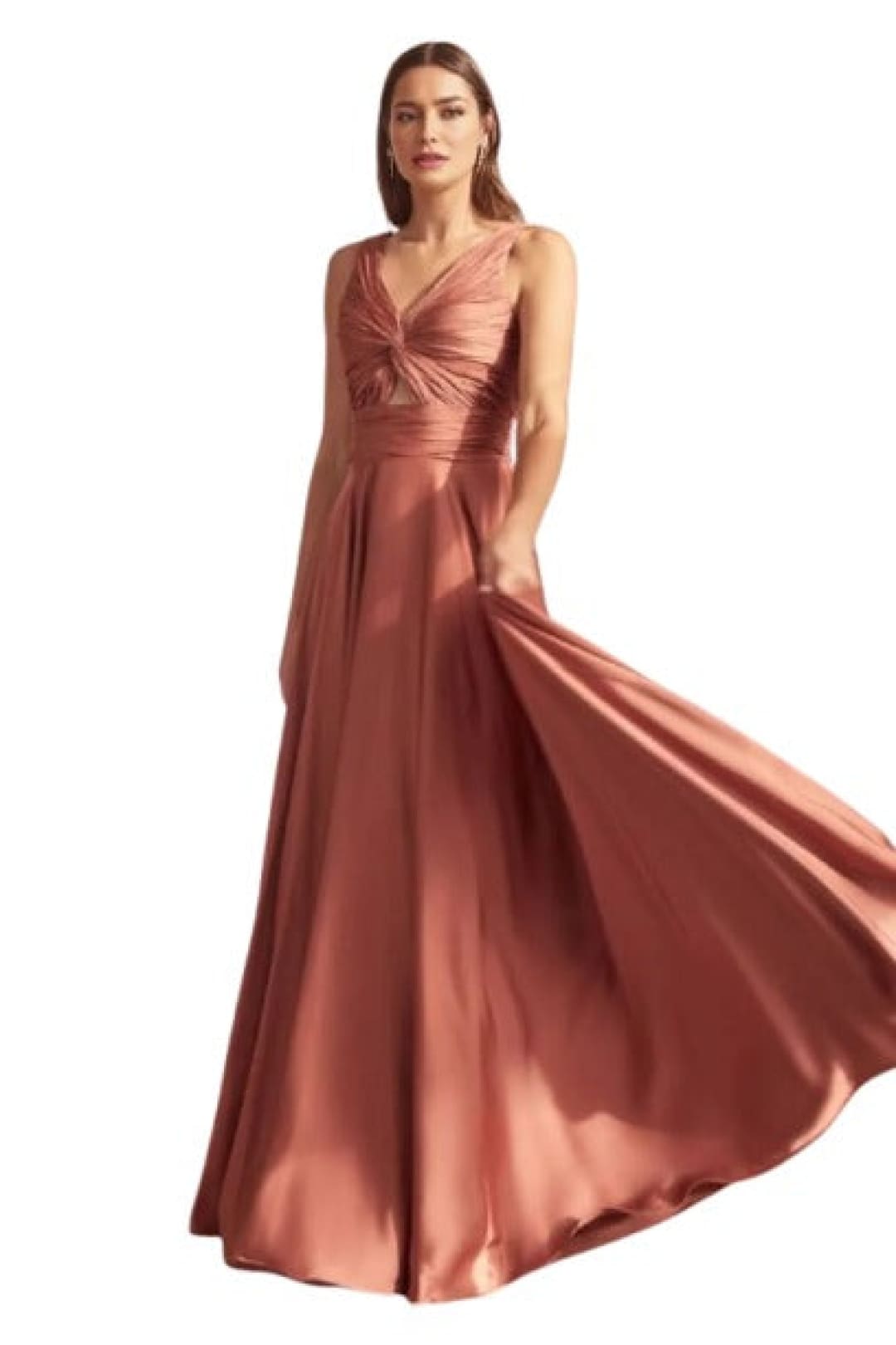 Twisted Keyhole Bodice A-Line Satin Evening Gown 2025 Elegant Dress - SIENNA / 4 - Dress