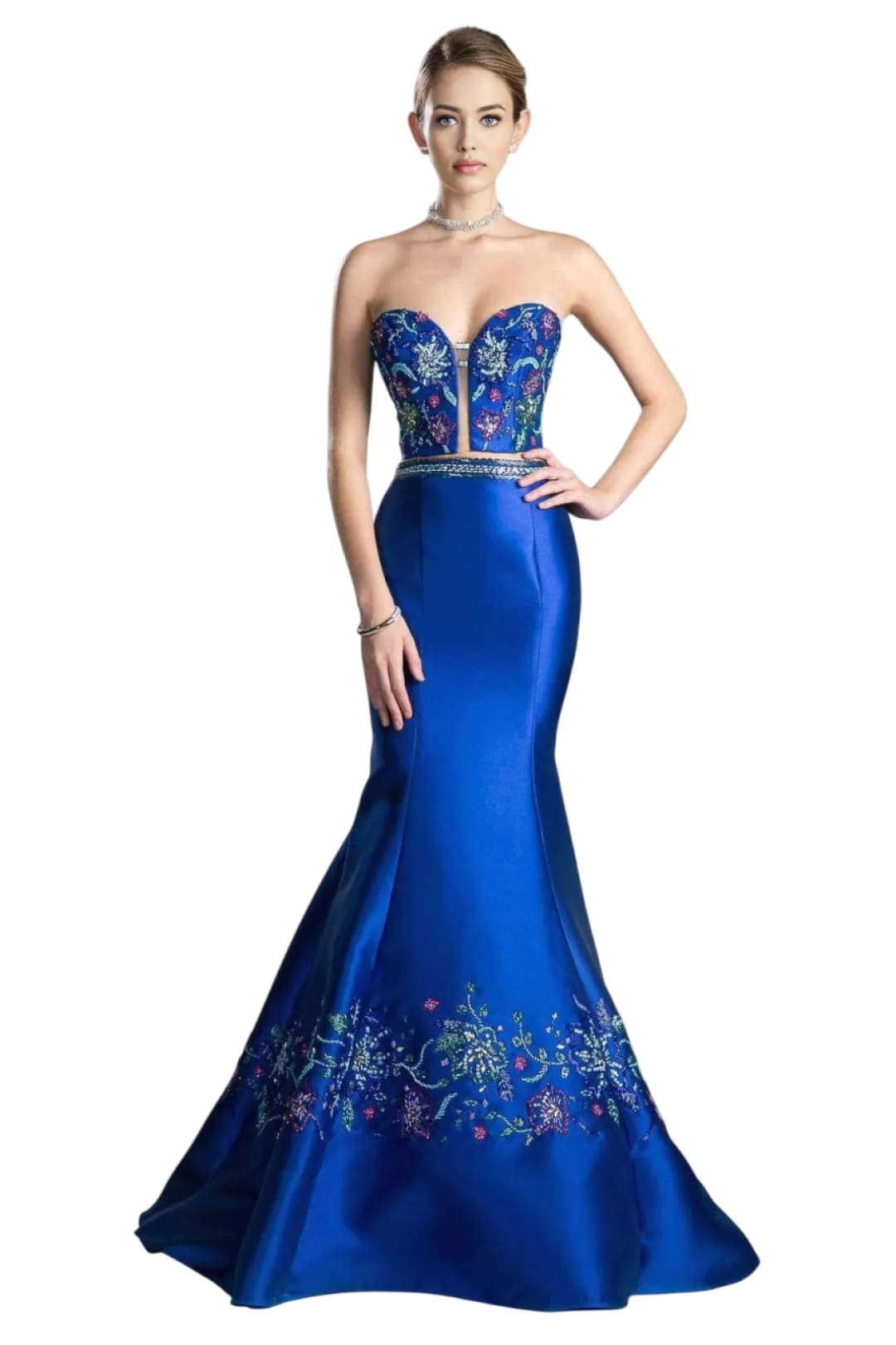 Two-Piece Beaded Mermaid Gown 2025 Strapless Elegant Dress - Royal / 2 - Prom