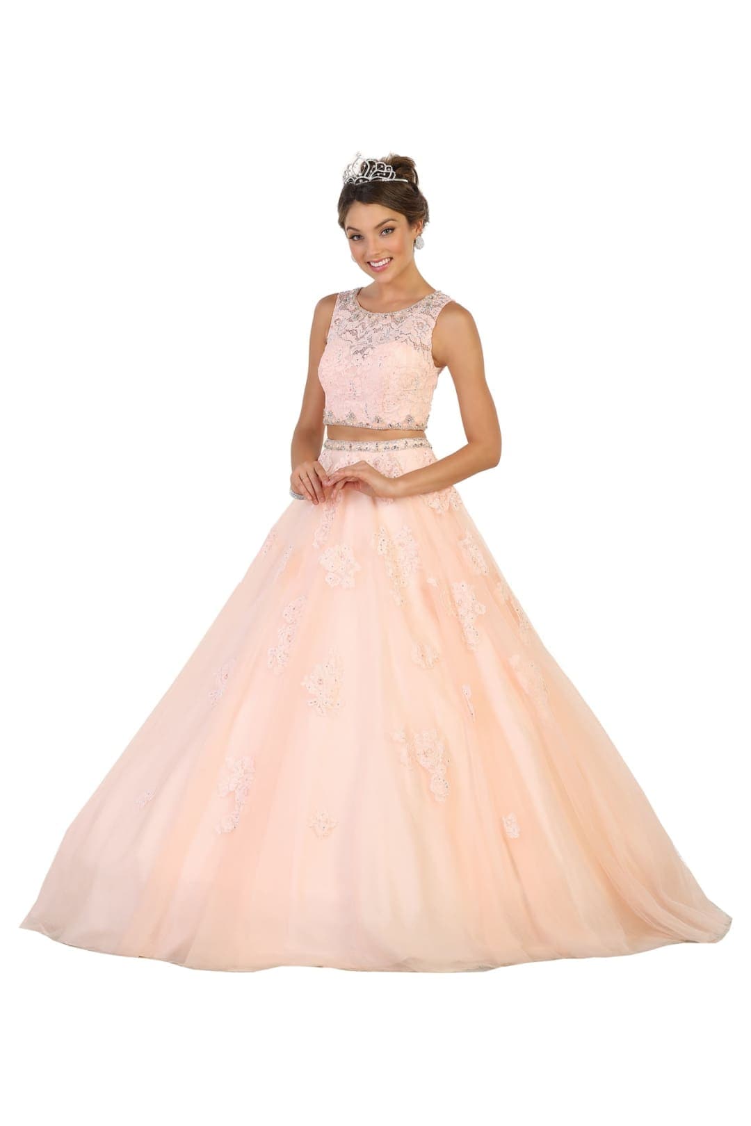 Two Piece Quinceanera Ball Gown - BLUSH / 2