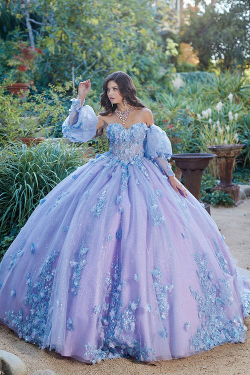 Two-Tone Strapless Cape Ball Gown by Bella Princess PQ1040
