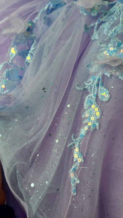 Two-Tone Strapless Cape Ball Gown by Bella Princess PQ1040