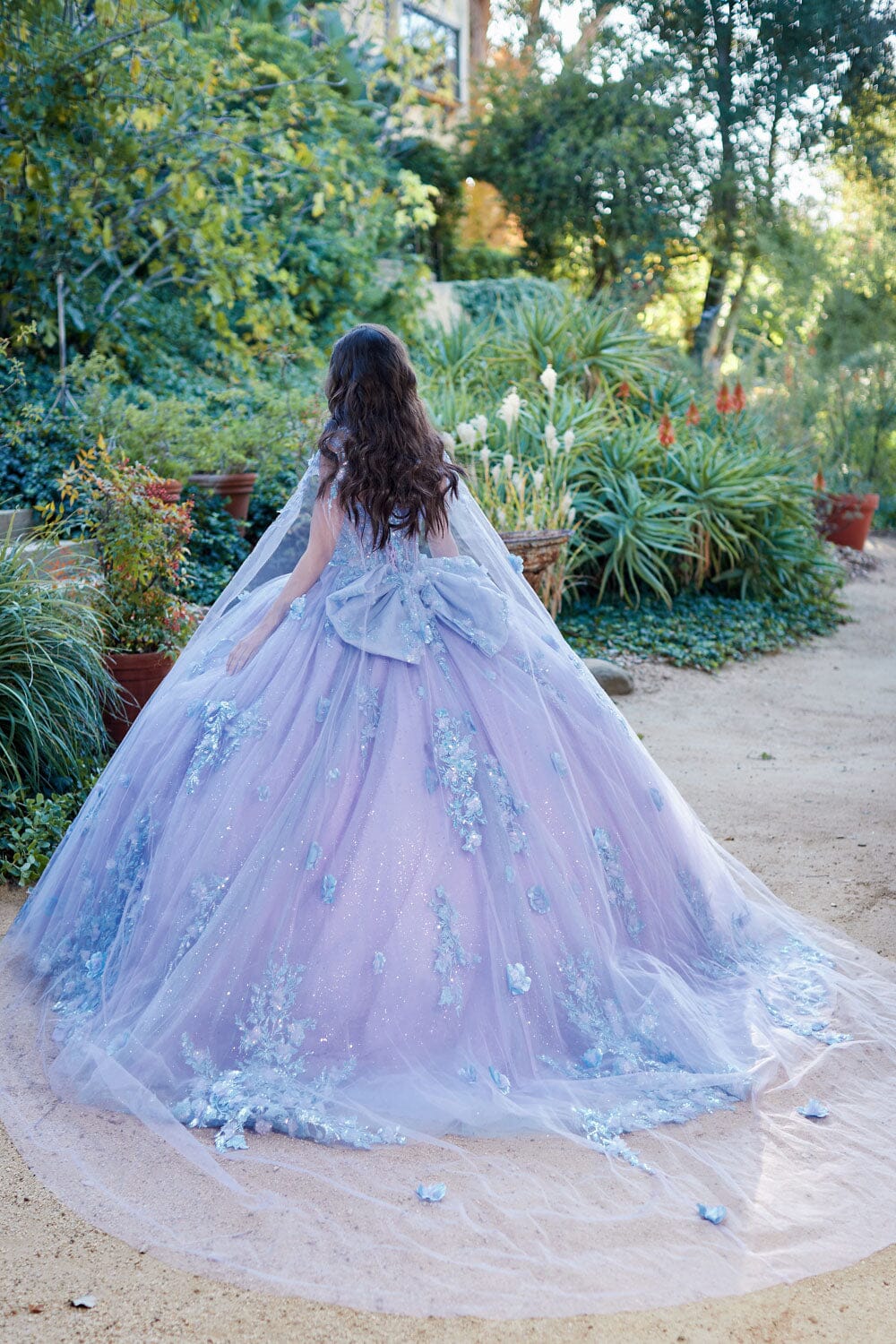 Two-Tone Strapless Cape Ball Gown by Bella Princess PQ1040