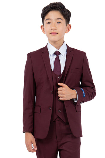 Boys Suit Perry Ellis Vested Boy's Wedding Suit in Burgundy