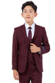 Boys Suit Perry Ellis Vested Boy's Wedding Suit in Burgundy