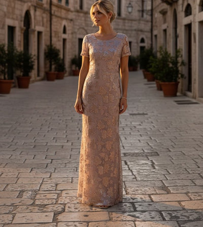 Eva USA 3456 Sequin Mother of the Bride Sheath Evening Gown