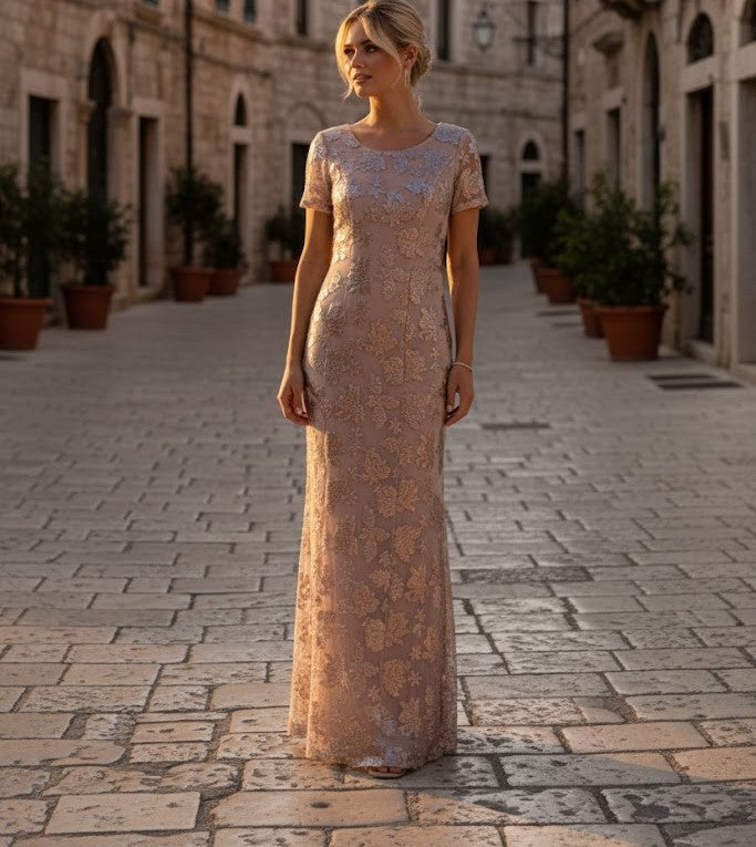 Eva USA 3456 Sequin Mother of the Bride Sheath Evening Gown