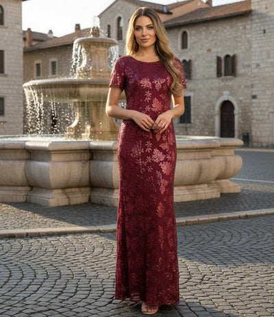 Eva USA 3456 Sequin Mother of the Bride Sheath Evening Gown