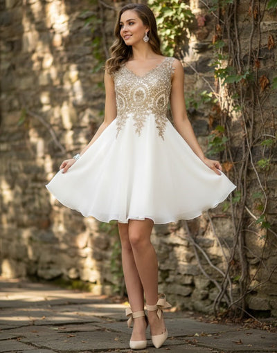 May Queen MQ1417 Embellished A Line Graduation Cocktail Dress