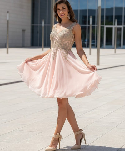 May Queen MQ1417 Embellished A Line Graduation Cocktail Dress