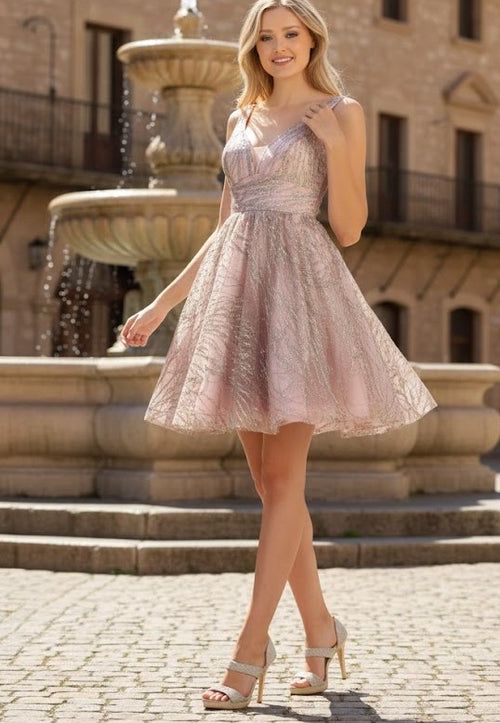 Short Prom Dress Homecoming Glitter A-line V-neck Style MQ1702