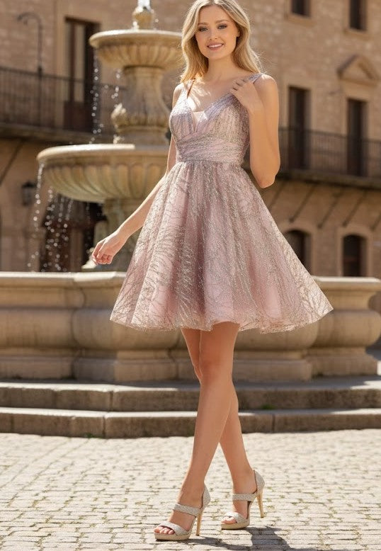 Short Prom Dress Homecoming Glitter A-line V-neck Style MQ1702