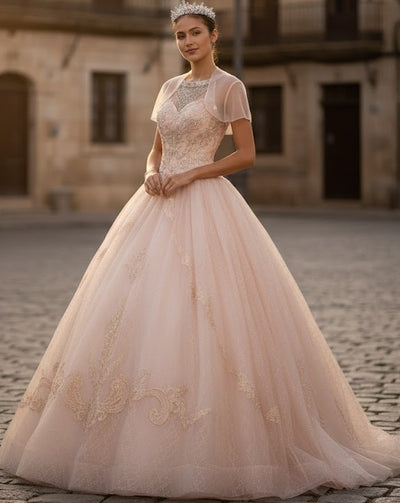 Illusion Sweetheart Glitter Ball Gown by Elizabeth K GL2600
