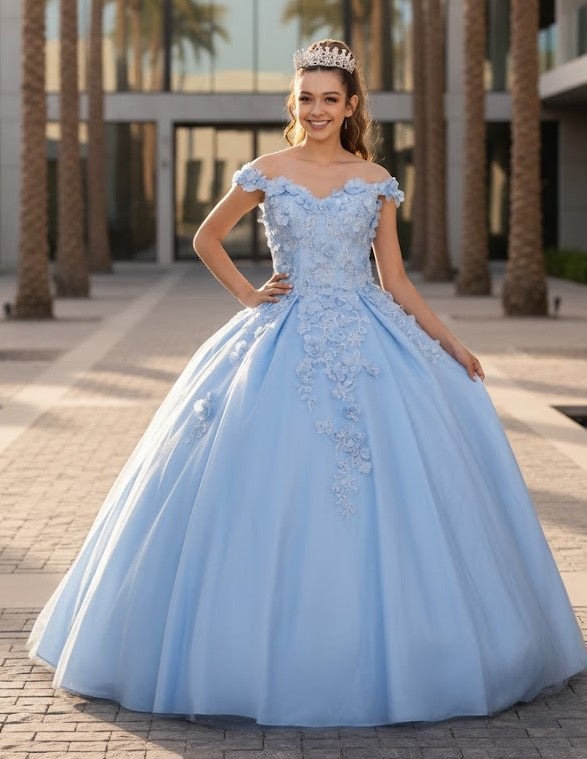 3d embroidered floral dress Off Shoulder Ball Gown by Calla WB21551 Loosely Fitted Brown Linen Fit and launchdate:3/10/2025 Size:14 SLIM