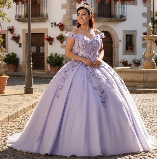 3D Floral Embroidered Quinceanera Dress Off Shoulder Ball Gown by Calla WB21551