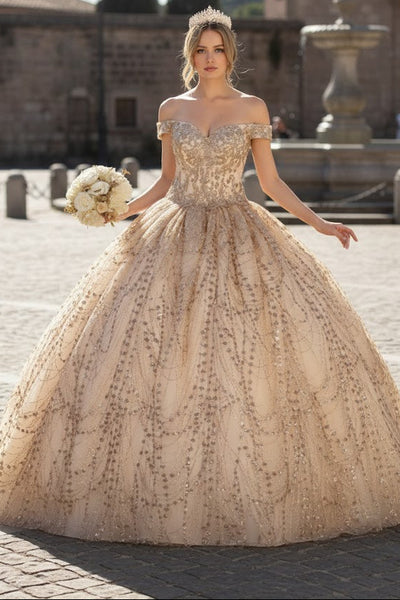 Sweet 16 Birthday Party Dress in Champagne/Gold Style LK153 Ball Gown