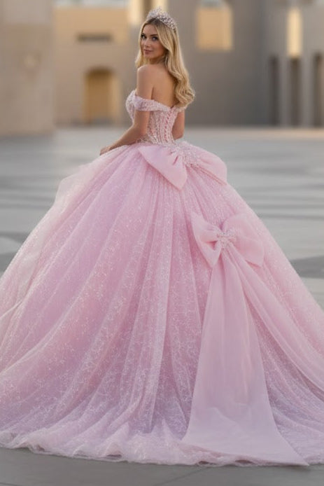 Baby Pink Quinceanera Dress 3D Butterfly Ball Gown by Elizabeth K GL3651