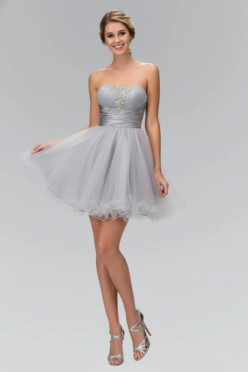 Strapless Ruffled Tulle Dress by Elizabeth K GS1051