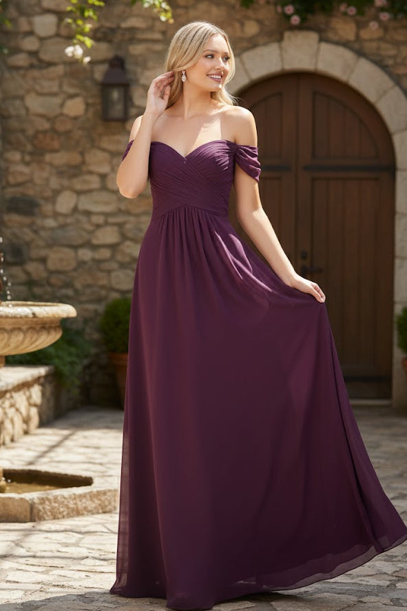 eggplant color bridesmaid dress Dresses Off Shoulder Evening Gown & Plus Size by MQ1711 Little Black Dress Onesie spread Grace your special night Size:US22/UK26