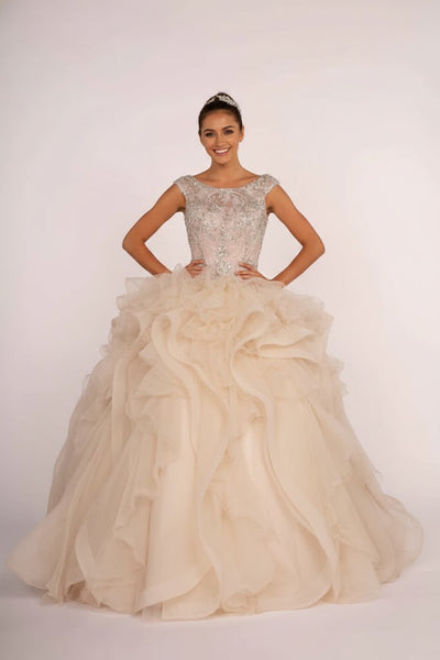 Beaded Ball Gown with Ruffles by Elizabeth KGL2514