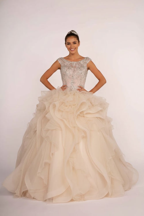 Beaded Ball Gown with Ruffles by Elizabeth KGL2514