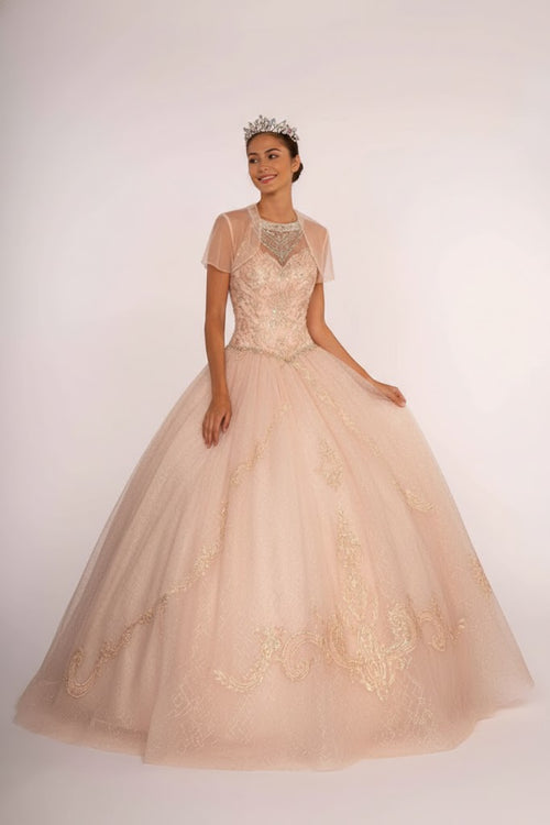 Illusion Sweetheart Glitter Ball Gown by Elizabeth K GL2600