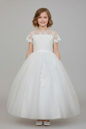 GK113 White Girl Pageant Dress by Elizabeth KGK113