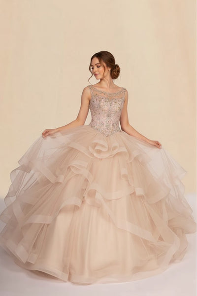 Jeweled Illusion Layered Ball Gown by Elizabeth KGL2517