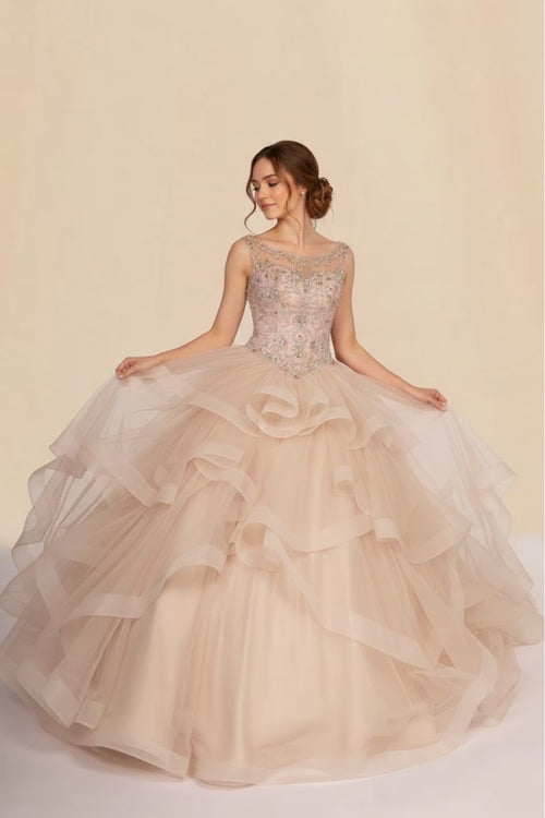 Jeweled Illusion Layered Ball Gown by Elizabeth KGL2517