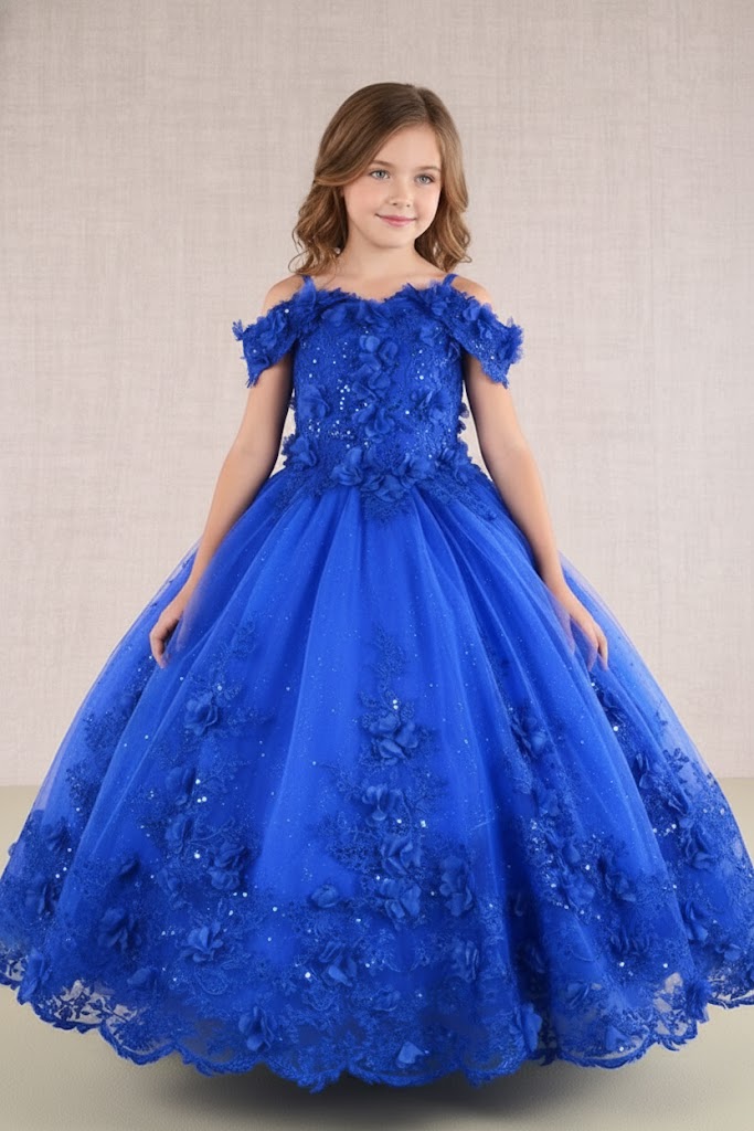 GK110 Girls 3D Floral Gown by Elizabeth KGK110