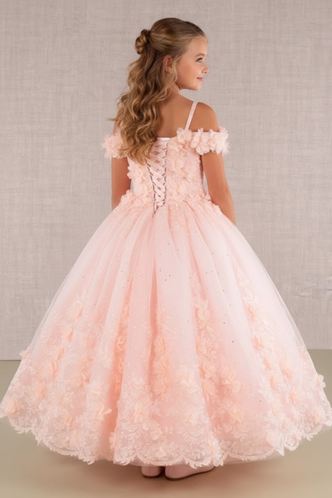 GK110 Girls 3D Floral Gown by Elizabeth KGK110