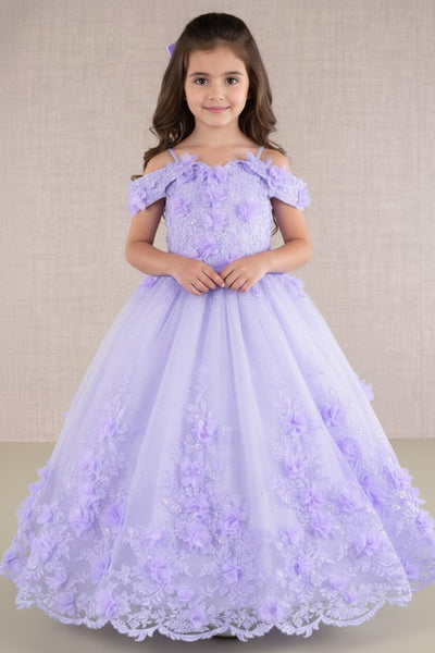 GK110 Girls 3D Floral Gown by Elizabeth KGK110