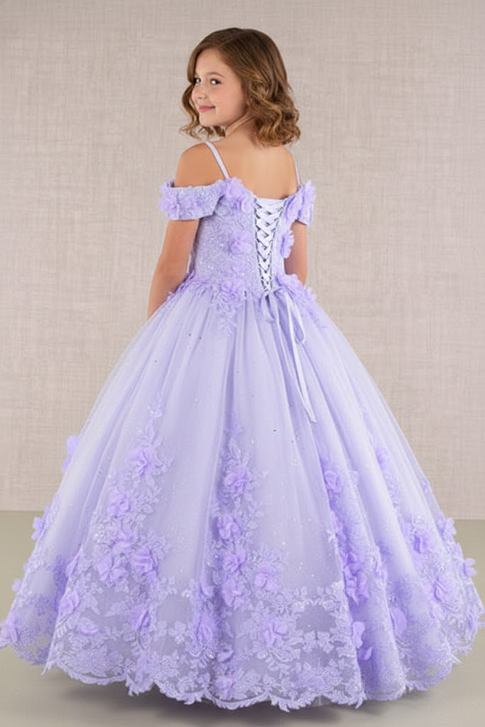 GK110 Girls 3D Floral Gown by Elizabeth KGK110