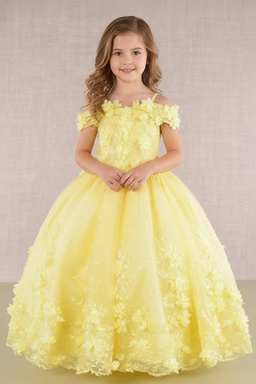 GK110 Girls 3D Floral Gown by Elizabeth KGK110