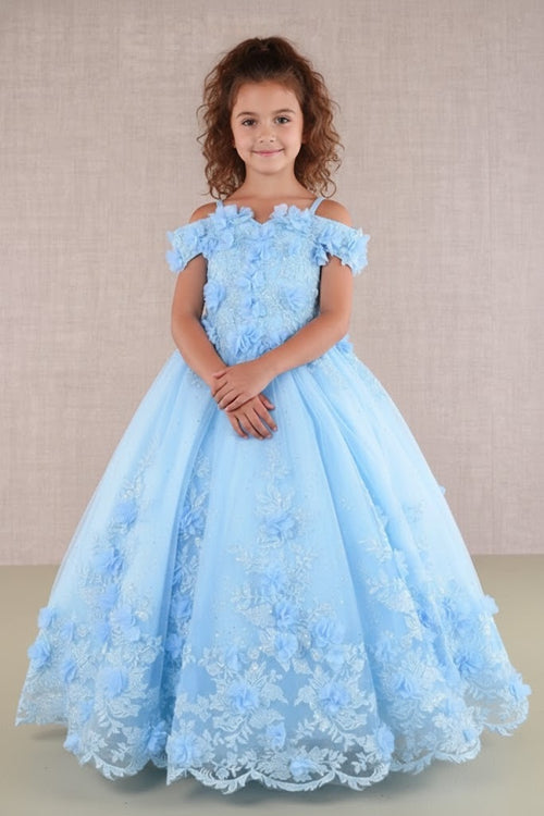 GK110 Girls 3D Floral Gown by Elizabeth KGK110